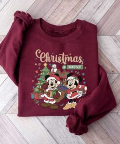 vintage disney christmas sweatshirt featuring retro mickey and minnie on main street sleigh rides for festive holiday style qahlt scaled