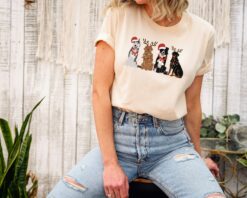 Vintage Dog Christmas Shirt for Dog Lovers Funny Graphic Tee with Holiday Design for Women