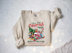 Vintage Farm Fresh Shirt Featuring Mickey Tree Design for Disneyland Holiday Celebrations Comfortable Sweatshirt for Christmas Events