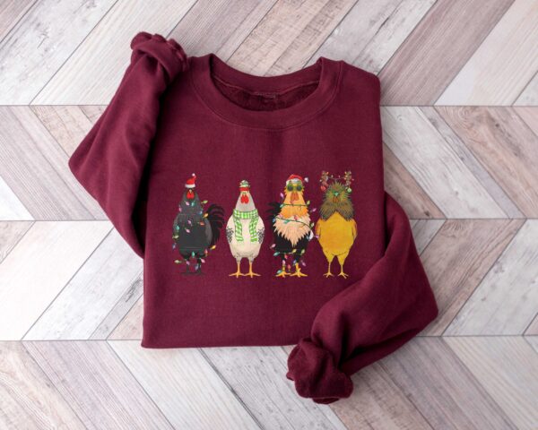 vintage funny chicken christmas t shirt with christmas lights design for chicken lovers and farmers diayp scaled