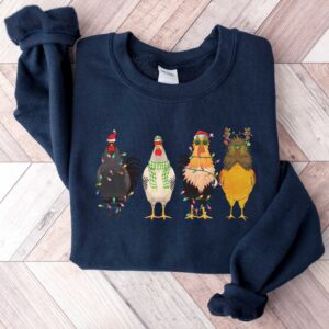 vintage funny chicken christmas t shirt with christmas lights design for chicken lovers and farmers drjl5 scaled