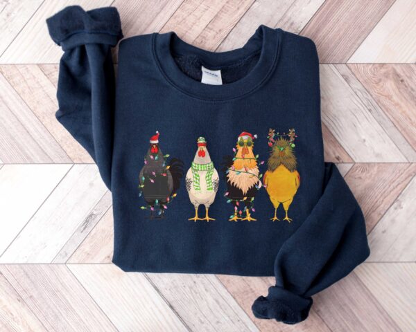 vintage funny chicken christmas t shirt with christmas lights design for chicken lovers and farmers drjl5 scaled