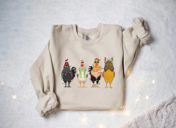 vintage funny chicken christmas t shirt with christmas lights design for chicken lovers and farmers hgfsa scaled