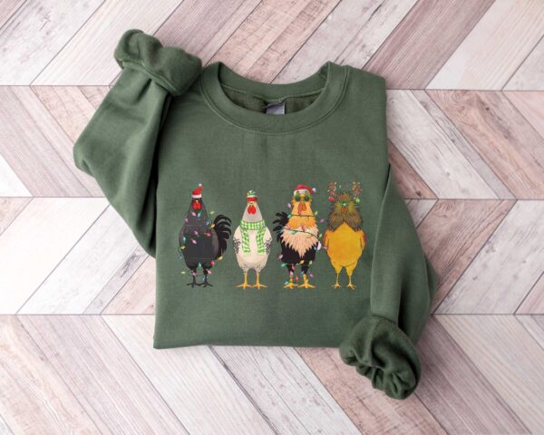 vintage funny chicken christmas t shirt with christmas lights design for chicken lovers and farmers jii2d scaled