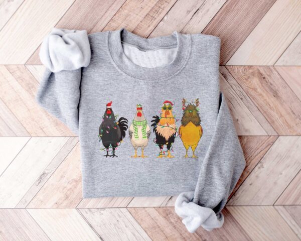 vintage funny chicken christmas t shirt with christmas lights design for chicken lovers and farmers smsig scaled