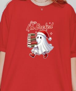 vintage funny christmas ghost t shirt sorry im all booked design bookish winter shirt for spooky holiday celebrations p7apo scaled