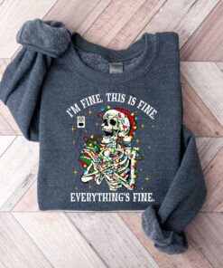 vintage funny christmas sweatshirt for women i am fine its fine everything is fine skeleton design comfortable holiday apparel f8myf