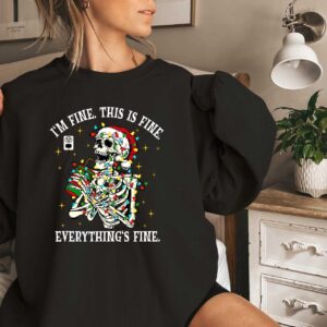 vintage funny christmas sweatshirt for women i am fine its fine everything is fine skeleton design comfortable holiday apparel s7fdy