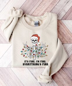 vintage funny christmas sweatshirt for women i am fine its fine everything is fine skeleton design for holiday celebrations ayt6c scaled