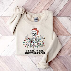 vintage funny christmas sweatshirt for women i am fine its fine everything is fine skeleton design for holiday celebrations ayt6c scaled