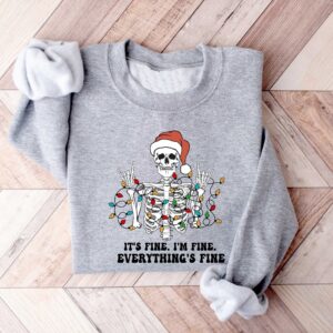 vintage funny christmas sweatshirt for women i am fine its fine everything is fine skeleton design for holiday celebrations ddlhm scaled