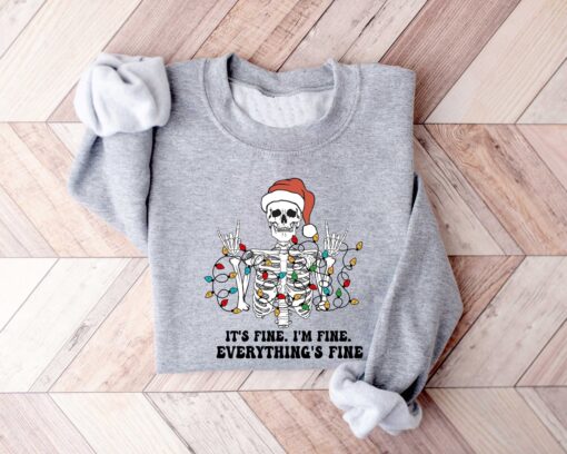 vintage funny christmas sweatshirt for women i am fine its fine everything is fine skeleton design for holiday celebrations ddlhm scaled