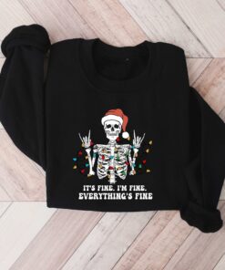 vintage funny christmas sweatshirt for women i am fine its fine everything is fine skeleton design for holiday celebrations i77jq scaled