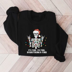 vintage funny christmas sweatshirt for women i am fine its fine everything is fine skeleton design for holiday celebrations i77jq scaled