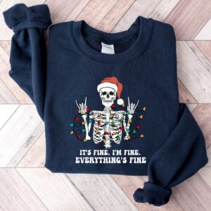 vintage funny christmas sweatshirt for women i am fine its fine everything is fine skeleton design for holiday celebrations lc02r scaled