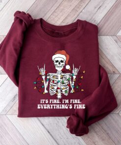 vintage funny christmas sweatshirt for women i am fine its fine everything is fine skeleton design for holiday celebrations pgrhi scaled