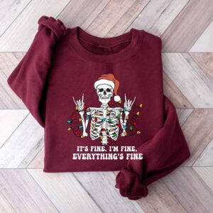 vintage funny christmas sweatshirt for women i am fine its fine everything is fine skeleton design for holiday celebrations pgrhi scaled