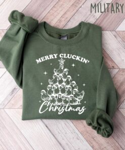 vintage funny christmas sweatshirt merry cluckin chicken shirt for farm animal lovers and holiday celebrations pt9pi