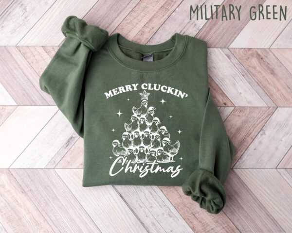 vintage funny christmas sweatshirt merry cluckin chicken shirt for farm animal lovers and holiday celebrations pt9pi