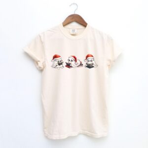 vintage funny christmas t shirt featuring ghosts reading books for holiday lovers spooky winter apparel yrir3