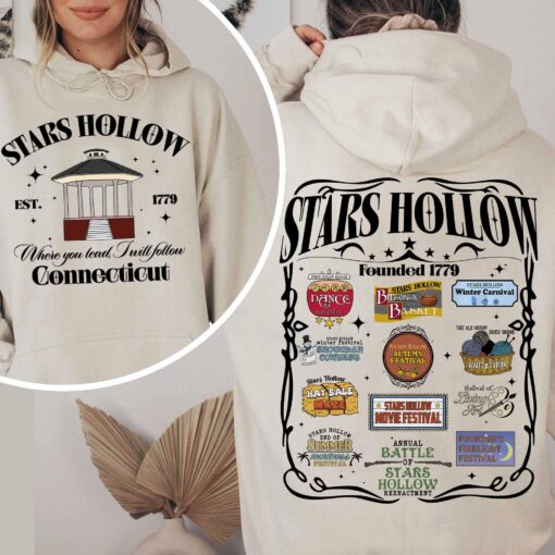 vintage hoodie inspired by stars hollow annual events featuring lukes coffee and diner design for fans of the series hp7eo