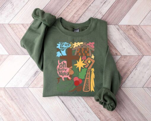 vintage jesus is the reason for the season sweatshirt religious christmas shirt with inspirational quotes on faith c5lty