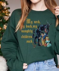 vintage krampus sweatshirt for christmas funny my neck my back shirt with naughty children sack design unique holiday pullover bpdgj scaled