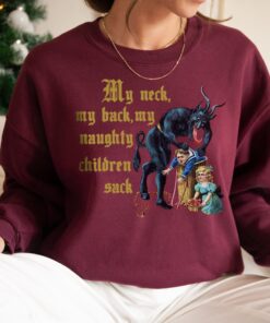 vintage krampus sweatshirt for christmas funny my neck my back shirt with naughty children sack design unique holiday pullover gco0z scaled