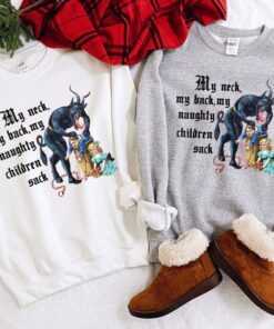 vintage krampus sweatshirt for christmas funny my neck my back shirt with naughty children sack design unique holiday pullover sismi