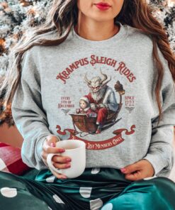 vintage krampus sweatshirt for christmas with retro design and horror theme fzk0t