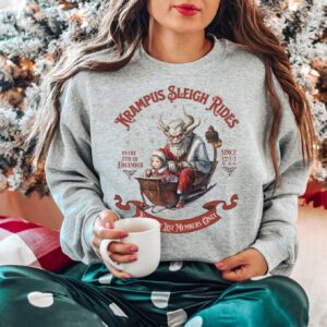 vintage krampus sweatshirt for christmas with retro design and horror theme fzk0t