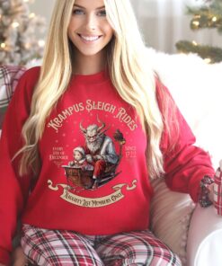 vintage krampus sweatshirt for christmas with retro design and horror theme jqooa