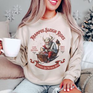 vintage krampus sweatshirt retro horror design for unique christmas style fun holiday apparel alj0v