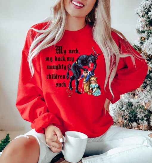 vintage krampus sweatshirt retro horror design unique christmas sweater for fans of creepy holiday apparel and vintage t shirts vihfr