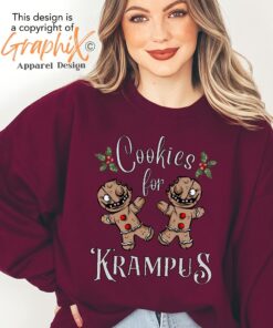 vintage krampus sweatshirt with creepy gingerbread man design for halloween and christmas celebrations unique goth style apparel 46scu