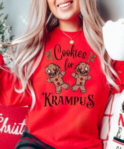 vintage krampus sweatshirt with creepy gingerbread man design for halloween and christmas celebrations unique goth style apparel mx36g