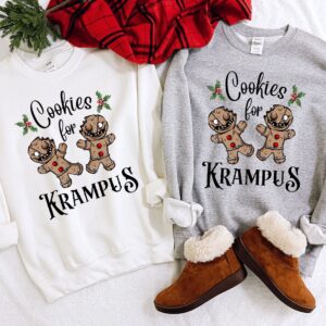 vintage krampus sweatshirt with creepy gingerbread man design for halloween and christmas celebrations unique goth style apparel n7nuq