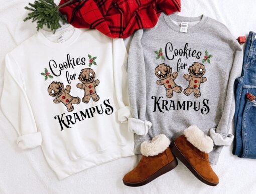 vintage krampus sweatshirt with creepy gingerbread man design for halloween and christmas celebrations unique goth style apparel n7nuq