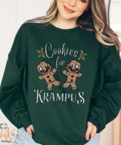 vintage krampus sweatshirt with creepy gingerbread man design for halloween and christmas celebrations unique goth style apparel smcac