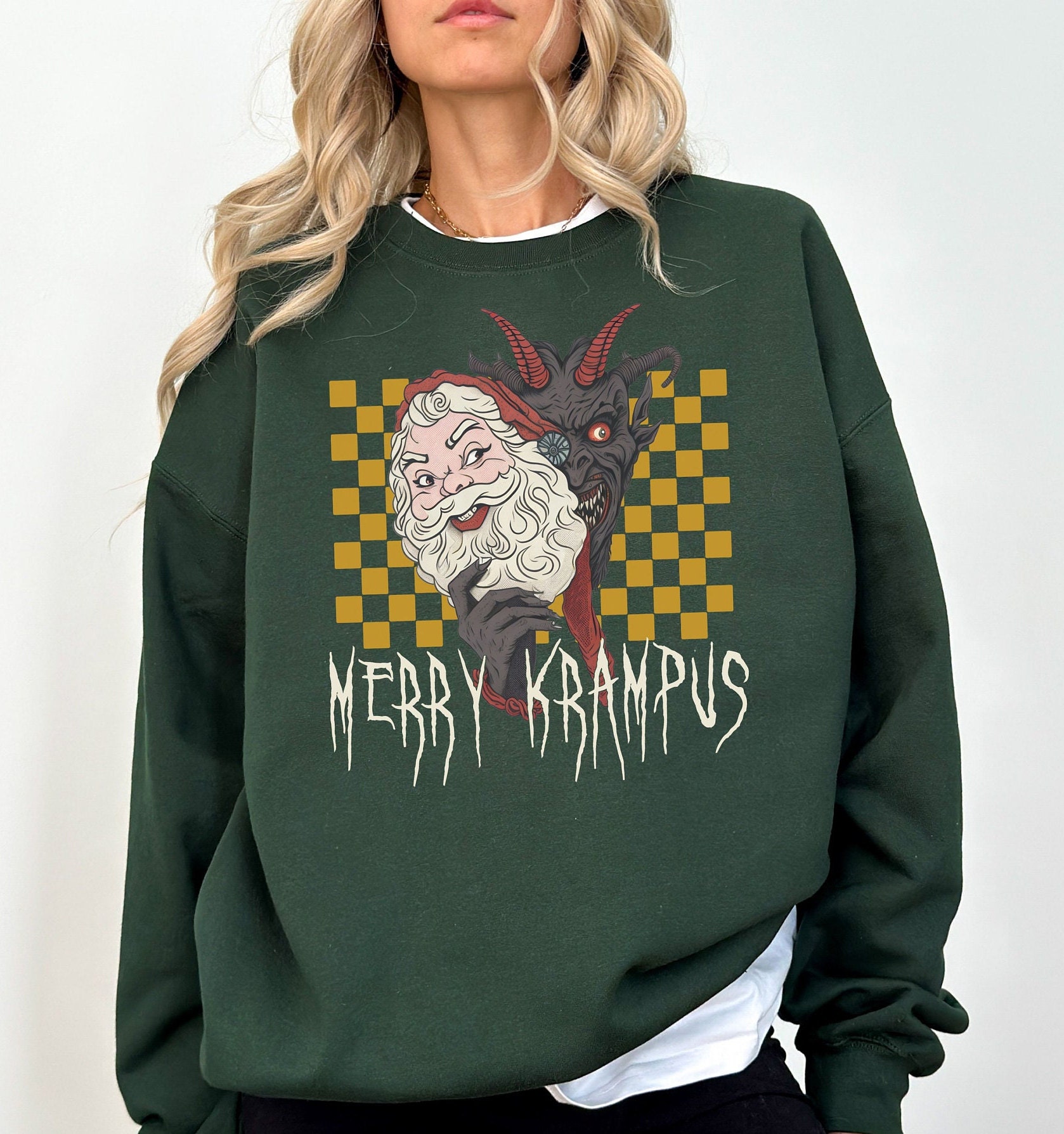 vintage krampus sweatshirt with retro design for horror christmas enthusiasts unique merry krampus sweater for holiday celebrations hgom3