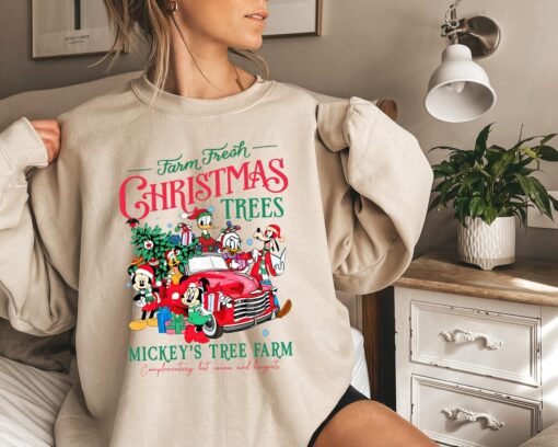 vintage mickey christmas sweatshirt for women featuring farm fresh trees design ideal for disney family vacations and holiday gatherings b3hyz scaled