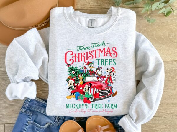 vintage mickey christmas sweatshirt for women featuring farm fresh trees design ideal for disney family vacations and holiday gatherings mnfou scaled