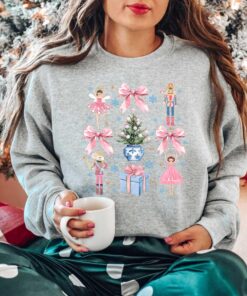 vintage nutcracker sweatshirt for christmas featuring coquette bow design and ballet doll aesthetic in soft comfortable fabric msrvj