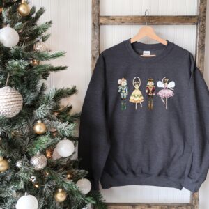 vintage nutcracker sweatshirt for women merry and bright holiday design winter ballet themed apparel bdfee