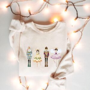 vintage nutcracker sweatshirt for women merry and bright holiday design winter ballet themed apparel ekfey