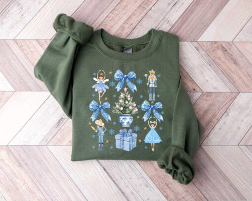vintage nutcracker sweatshirt with coquette bow design for balletcore style and christmas celebrations 988uh
