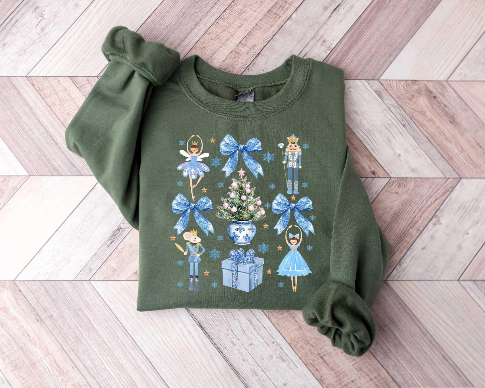 Vintage Nutcracker Sweatshirt with Coquette Bow Design for Balletcore Style and Christmas Celebrations 1 vintage nutcracker sweatshirt with coquette bow design for balletcore style and christmas celebrations 988uh