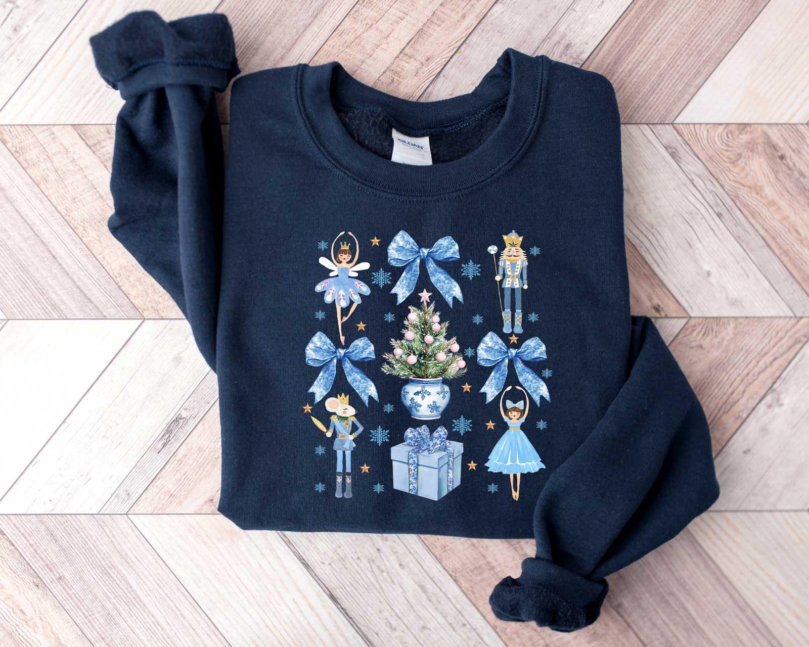 Vintage Nutcracker Sweatshirt with Coquette Bow Design for Balletcore Style and Christmas Celebrations 3 vintage nutcracker sweatshirt with coquette bow design for balletcore style and christmas celebrations h7w26