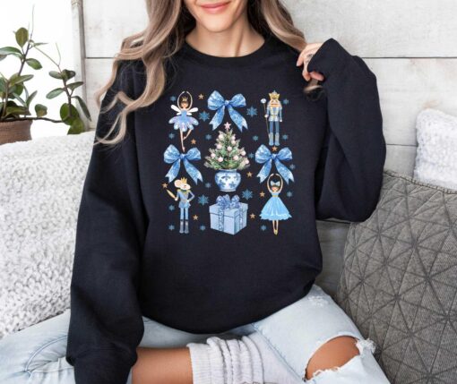vintage nutcracker sweatshirt with coquette bow design for balletcore style and christmas celebrations kgl7p