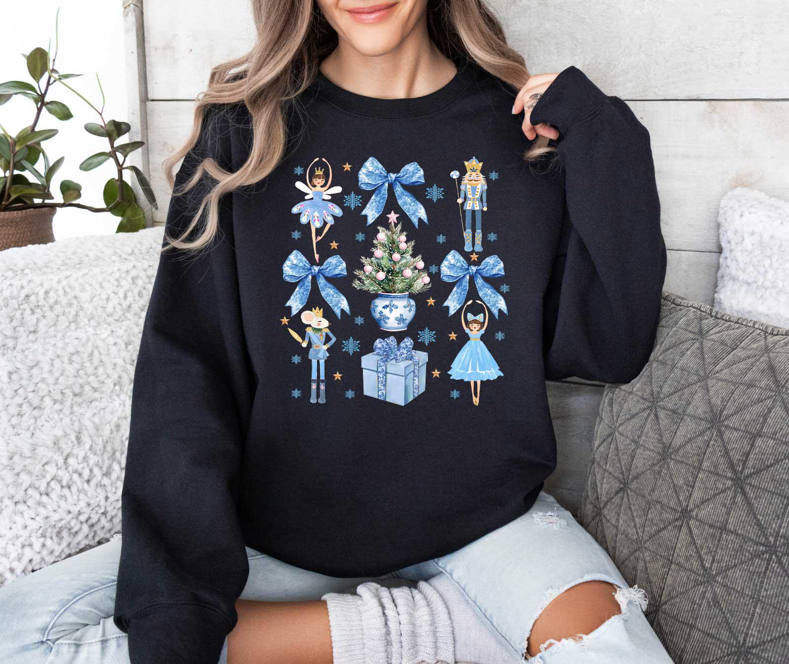 Vintage Nutcracker Sweatshirt with Coquette Bow Design for Balletcore Style and Christmas Celebrations 4 vintage nutcracker sweatshirt with coquette bow design for balletcore style and christmas celebrations kgl7p